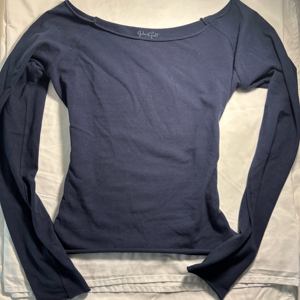 Brandy Melville Blue Fitted Long Sleeve Blouse